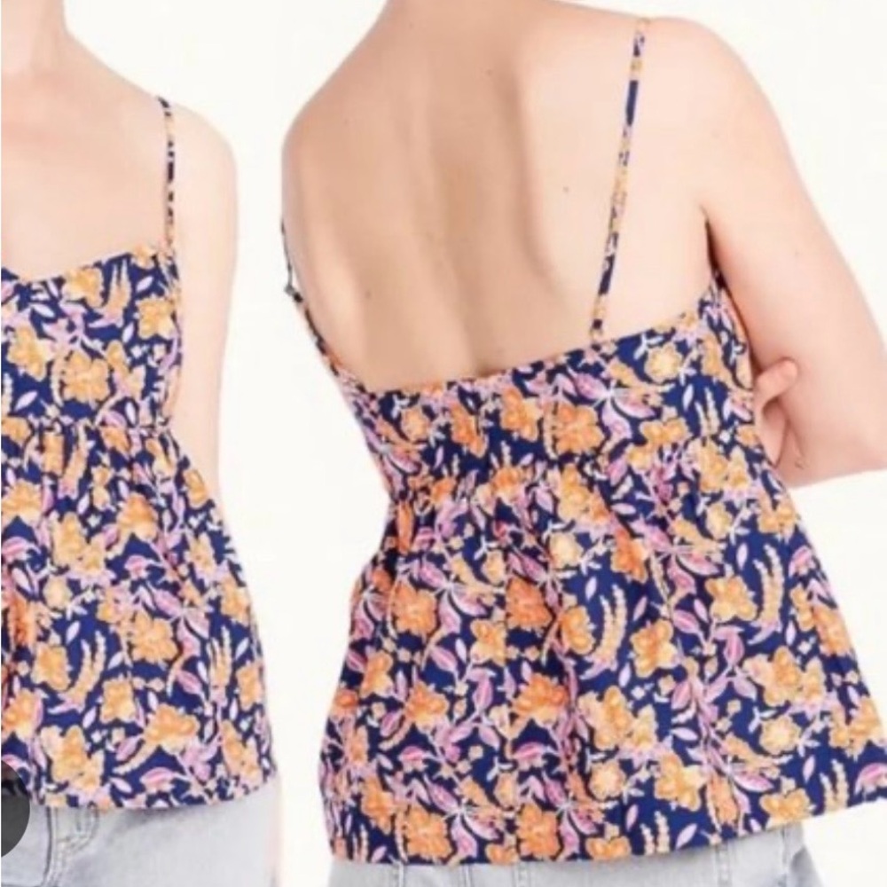 J.Crew Navy Floral Spaghetti-Strap Peplum Camisole Size XXL NWT - Picture 9 of 13